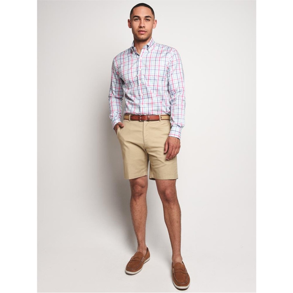 Peter Millar Crown Ease Habanero Multi Check Button Down Cotton Shirt XXL‎